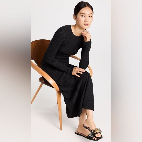 Rag & Bone Echo Maxi Sweater Black Dress Knit Ribbed Size XXS - Picture 6 of 14